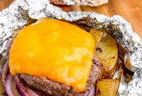 Foil-Wrapped Cheeseburgers with Roasted Veggies & Potatoes