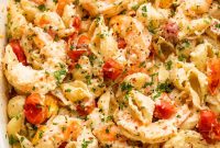 Creamy Baked Shrimp and Cream Cheese Pasta Casserole