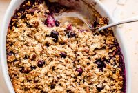 Baked Oatmeal with Blueberries and Apples for Breakfast