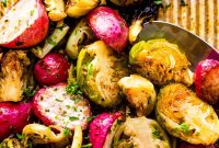Crispy Roasted Brussels Sprouts with Caramelized Radishes