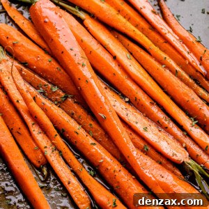 Pan of sweet Honey Balsamic Oven Roasted Carrots