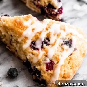 blueberry scones drizzled with icing