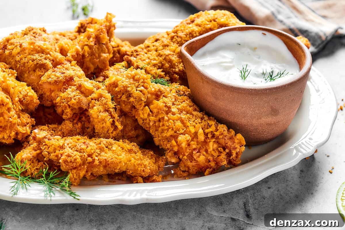 Air fryer chicken tempura on a platter with dipping sauce.