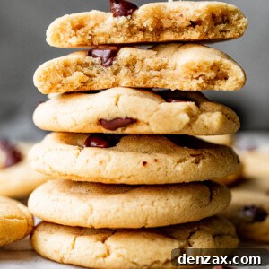 Perfectly Chewy Chocolate Chip Cookie Recipe 2 A small stack of chocolate chip cookies.