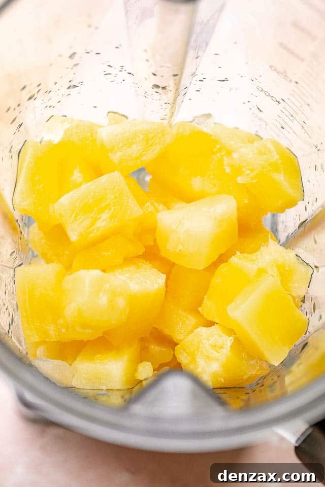 pineapple chunks in a blender