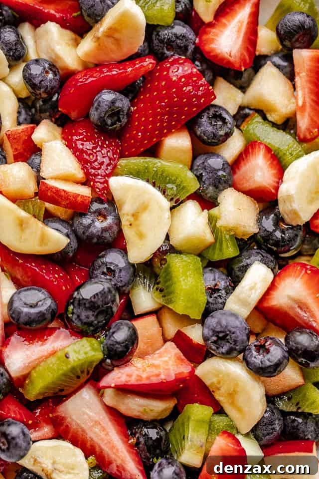 Fresh fruit salad in a bowl.