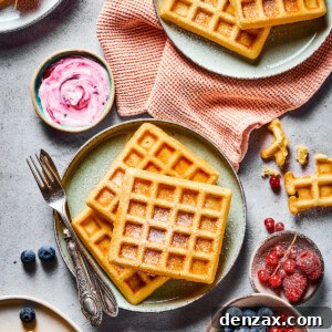 Crispy Homemade Waffles: Simple Recipe for Fluffy Breakfast 7 A tablescape with fresh fruit, homemade waffle recipe, and cloth napkins.