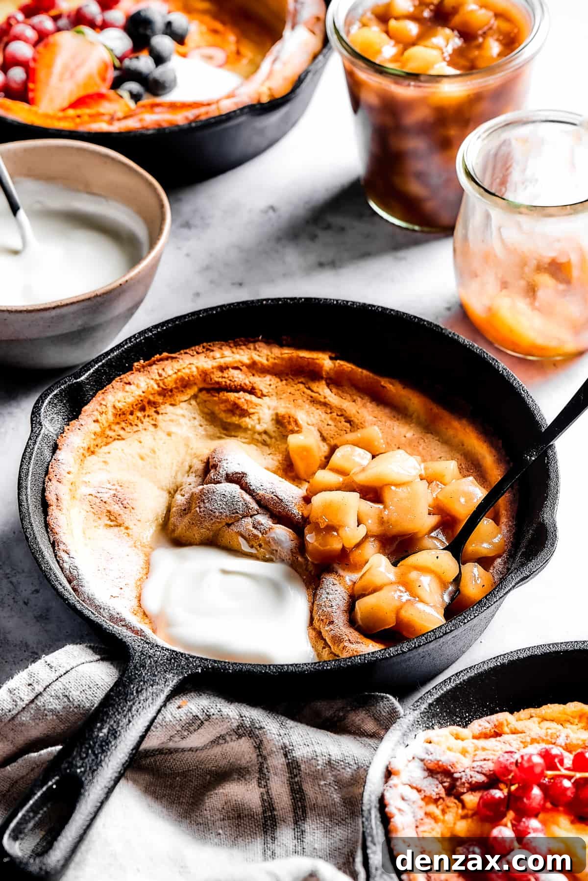 Dutch baby with apple filling.