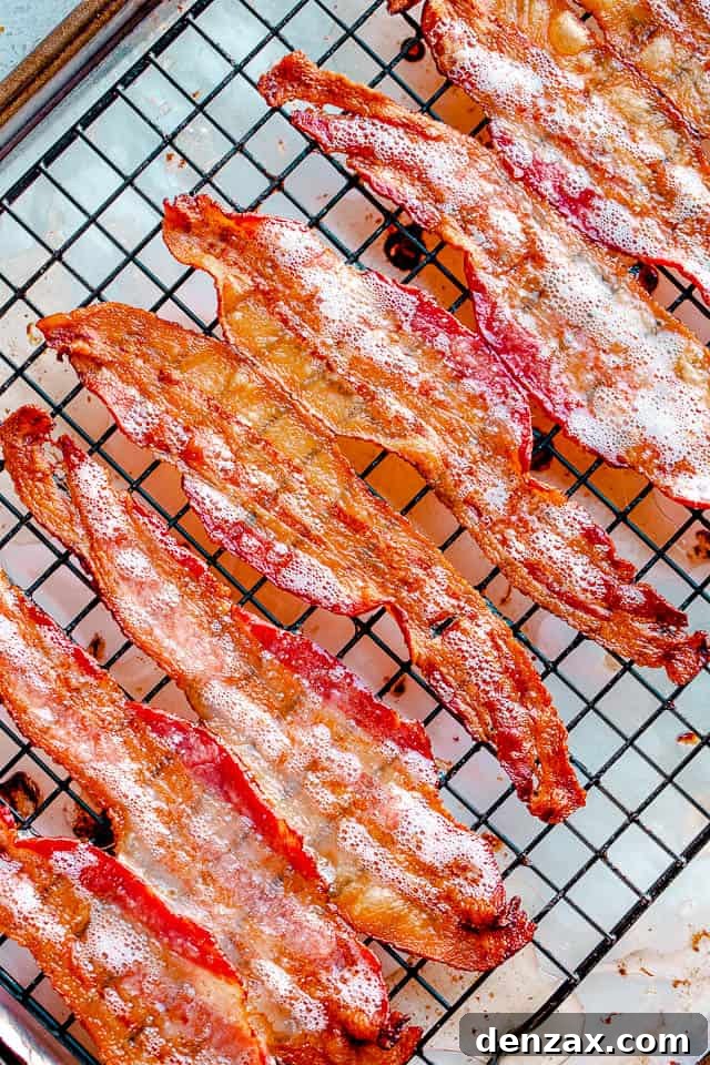 Oven Baked Bacon on an oven rack.