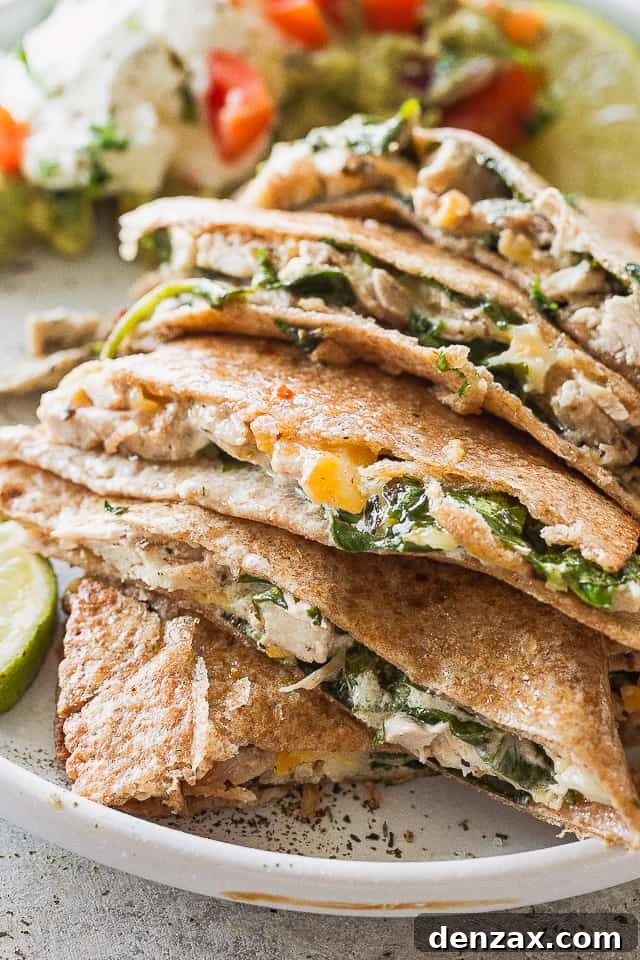 A plate of chicken quesadillas