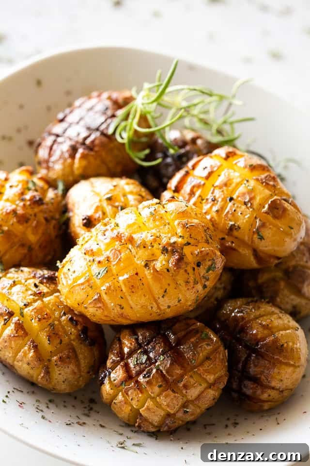Crispy Hedgehog Roasted Potatoes Recipe for Dinner 5 roasted hedgehog potatoes served in a white bowl