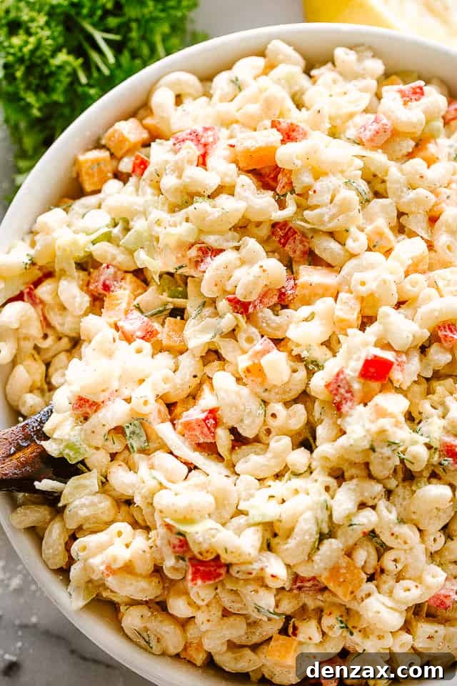 Macaroni salad close up