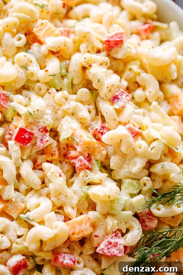 Close up of macaroni salad.