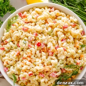 Bowl of creamy macaroni salad