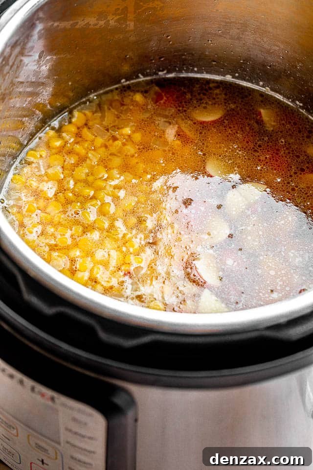 Instant Pot Corn Chowder: Creamy One-Pot Recipe in 30 Minutes 4 cooking corn chowder in the instant pot