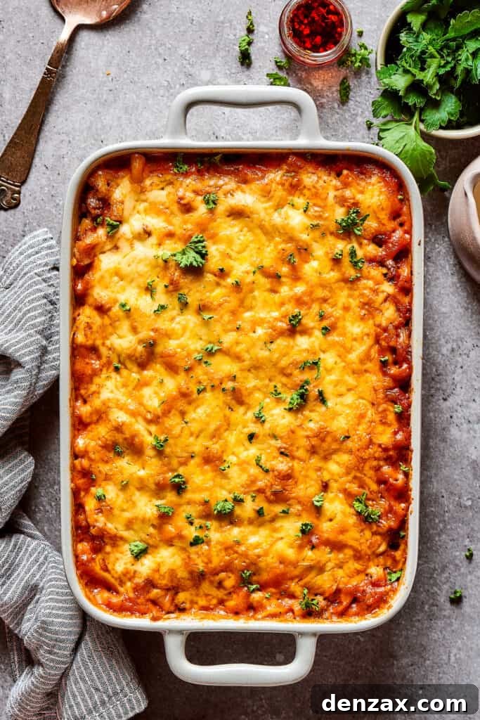 Baked cheeseburger casserole.