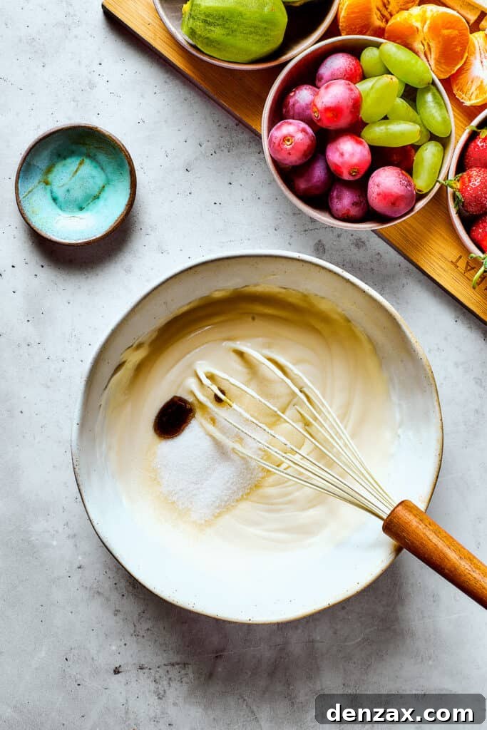 Whipping cream with sugar and vanilla.