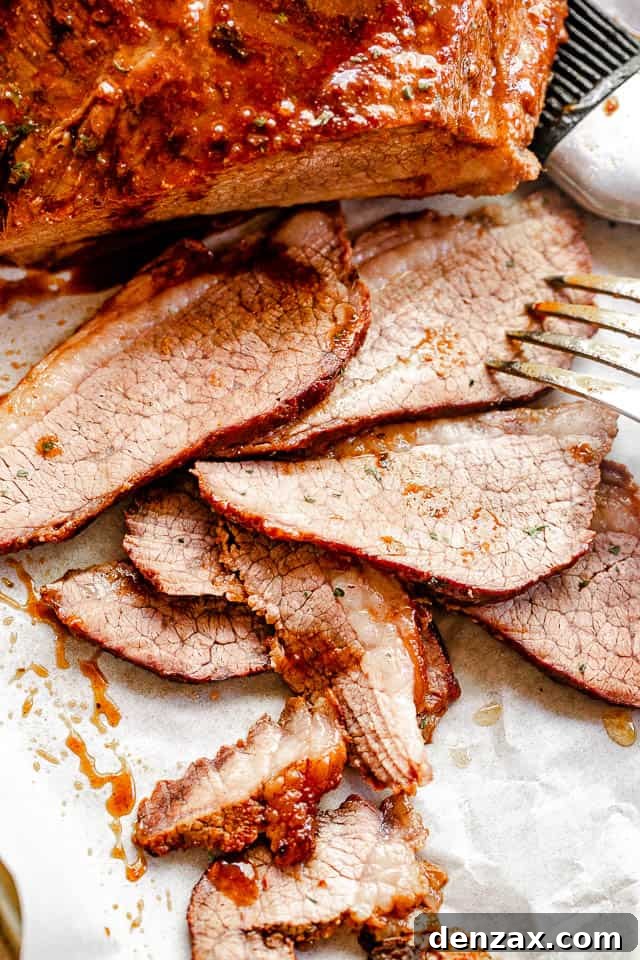 slicing barbecue beef brisket