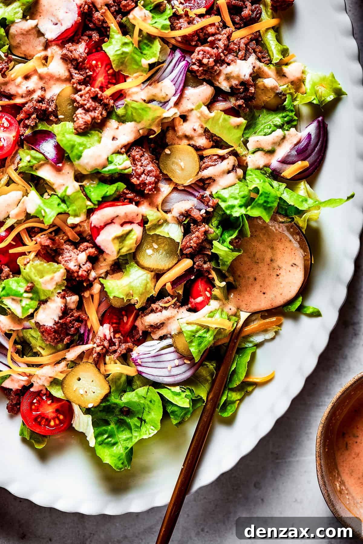 Close-up shot of Bic Mac salad, showing the textures.