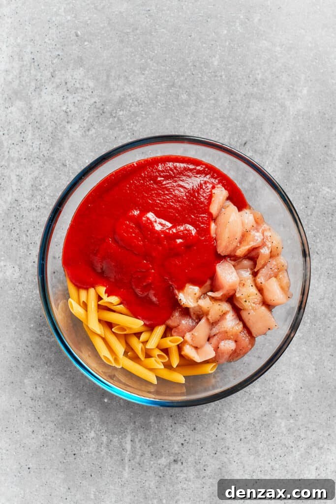 The sauce is added to the bowl.