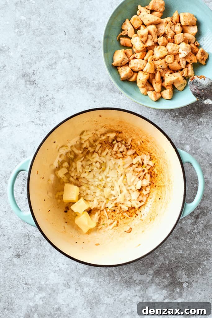Chopped onion and garlic