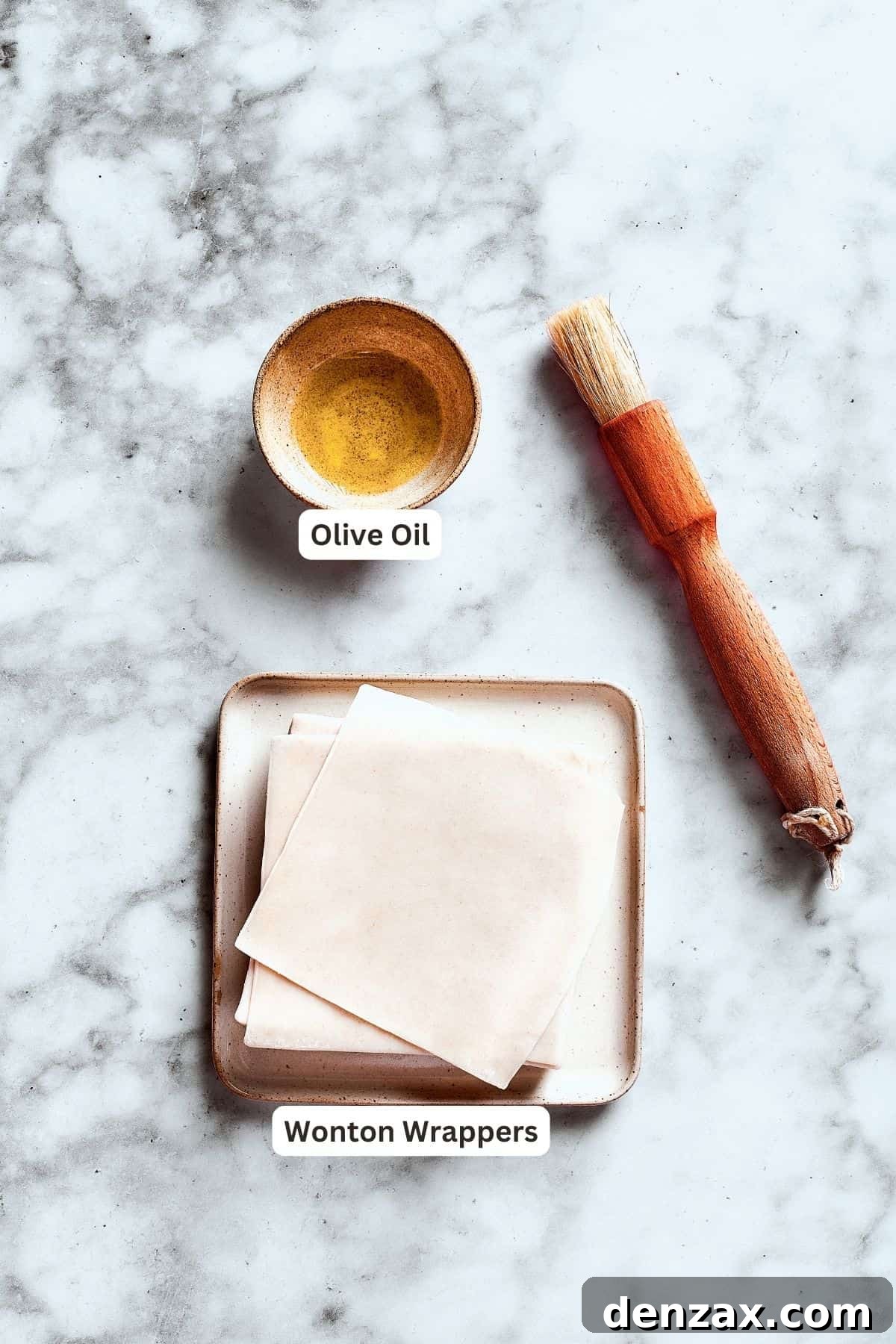 Chicken wonton tacos wrapper ingredients: olive oil, wonton wrappers.