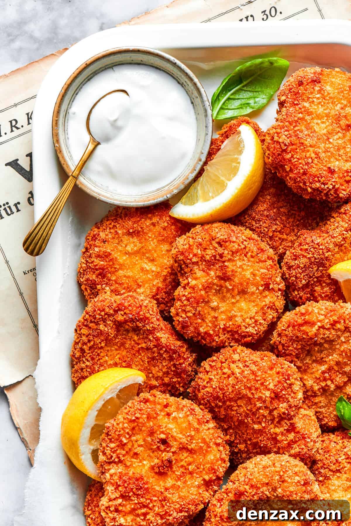 A pile of homemade chicken nuggets served with a side bowl of Ranch dressing.