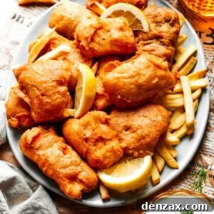 Pieces of fried fish are served on a platter over French fries.