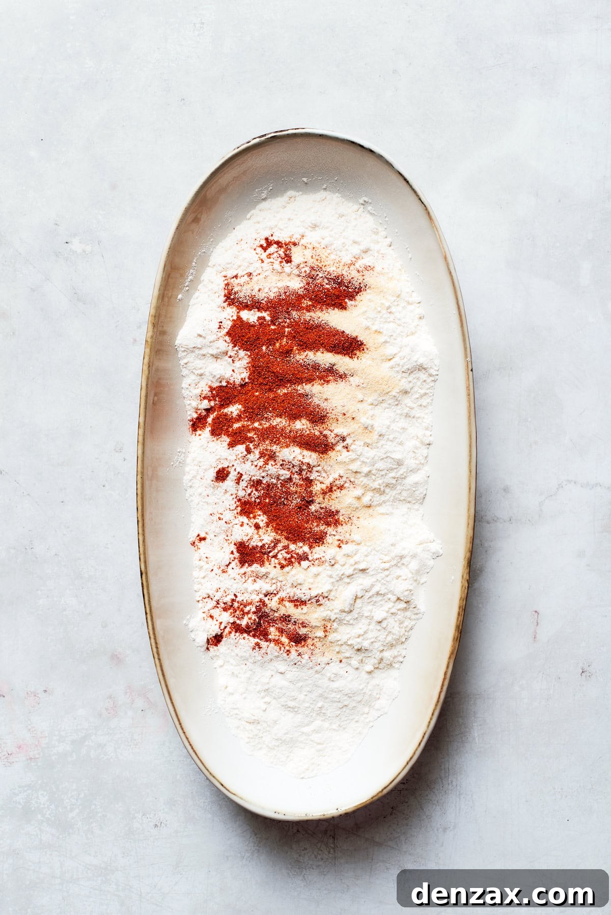 Spices are added to the flour.