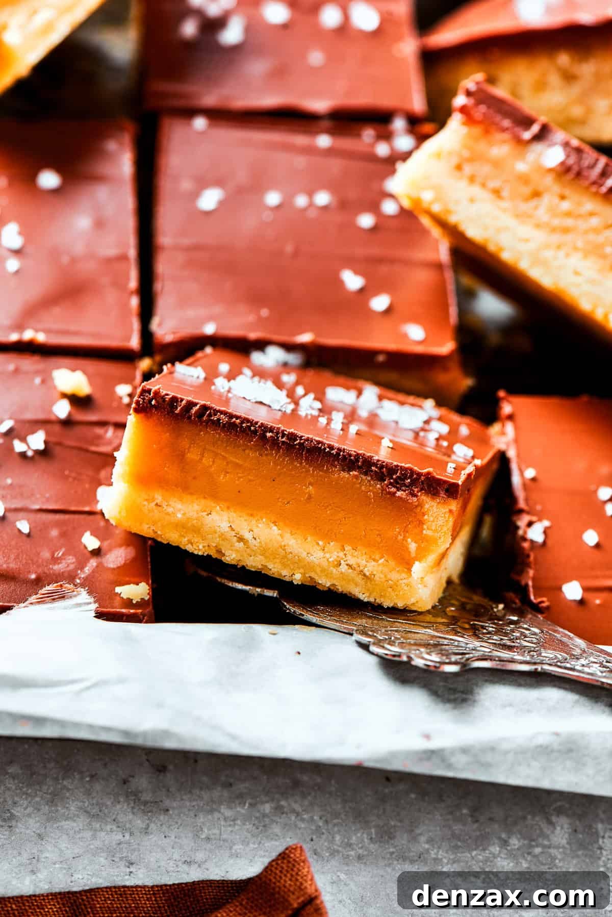 A side view of a pile of millionaire bars.