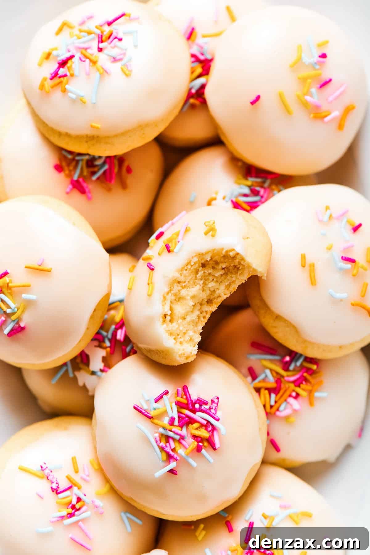 Close-up of anginetti cookies served on a platter.