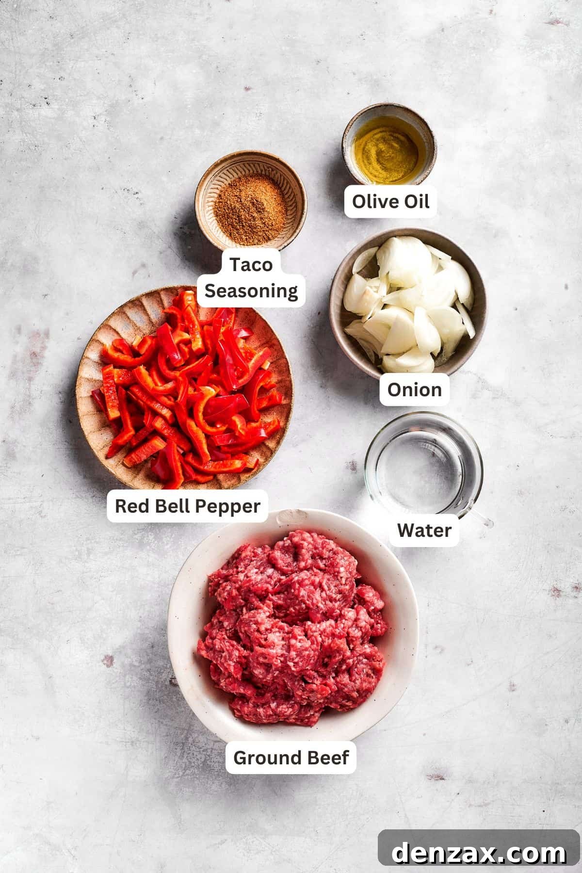 Ingredients for John Wayne Casserole. Ingredients for John Wayne Casserole in small bowls.