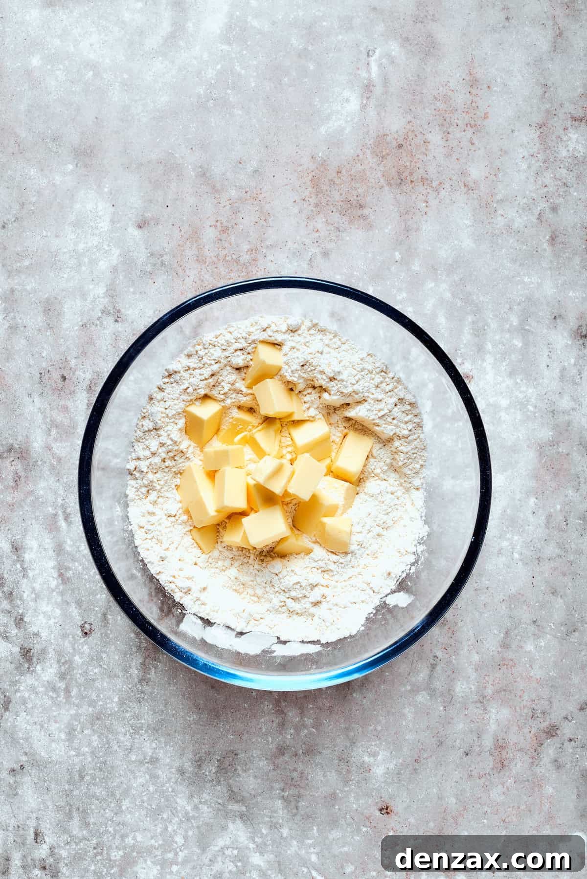 Work butter into dry ingredients.