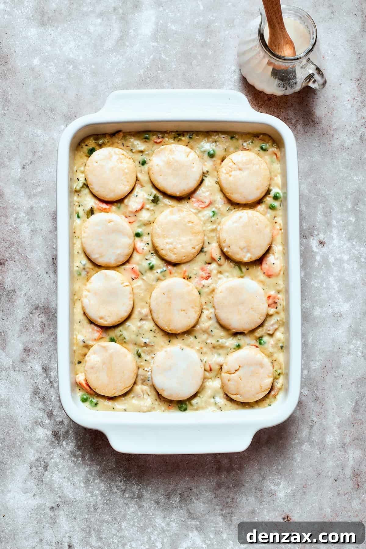 Assembled casserole ready to bake.