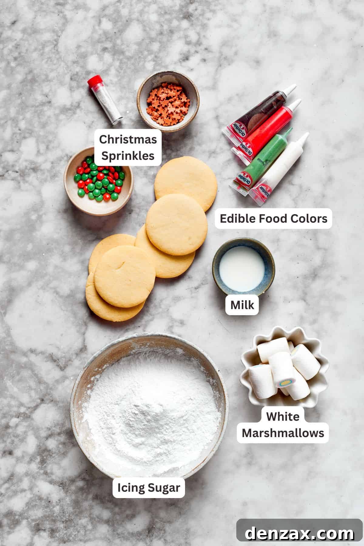 Ingredients for melted snowman cookies.