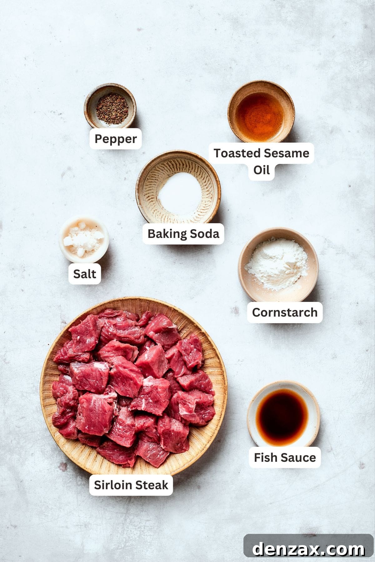 The steak ingredients for steak fried rice are text-labeled.