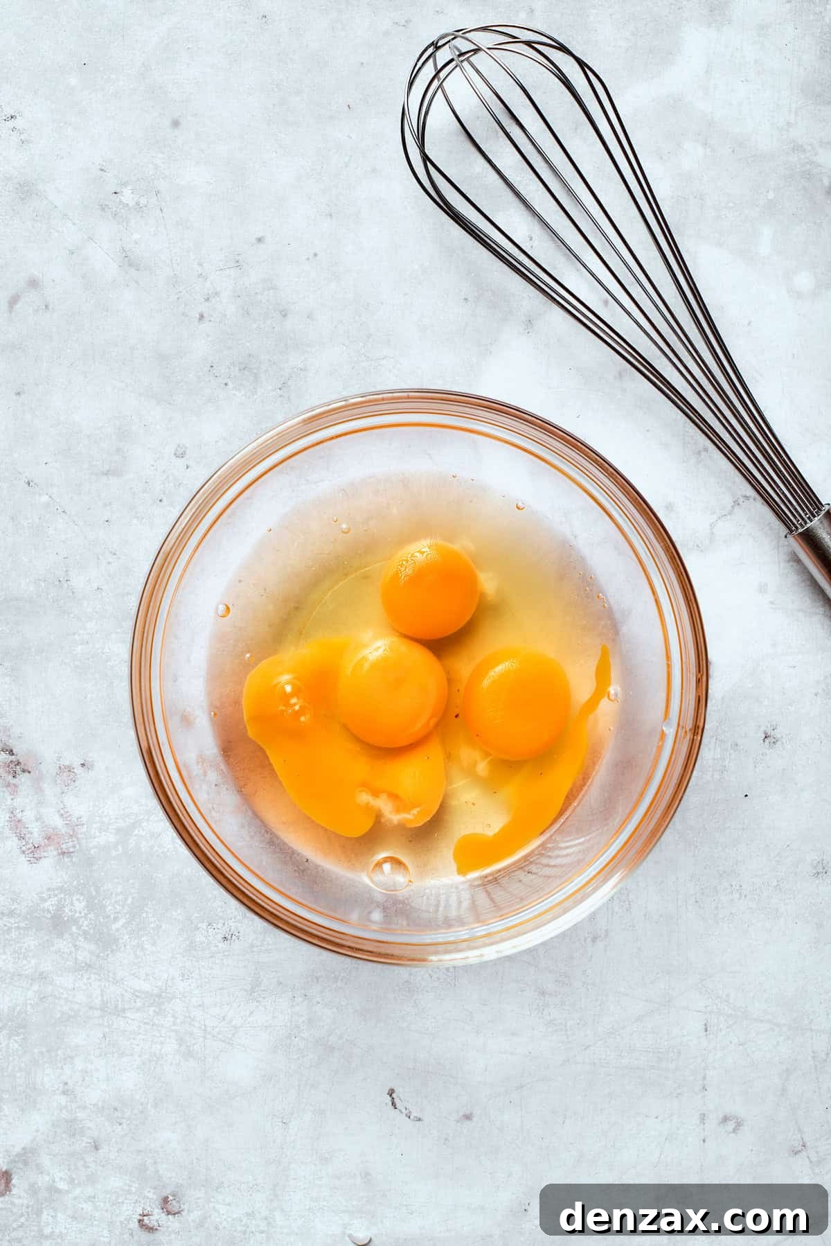 Eggs in a glass bowl.