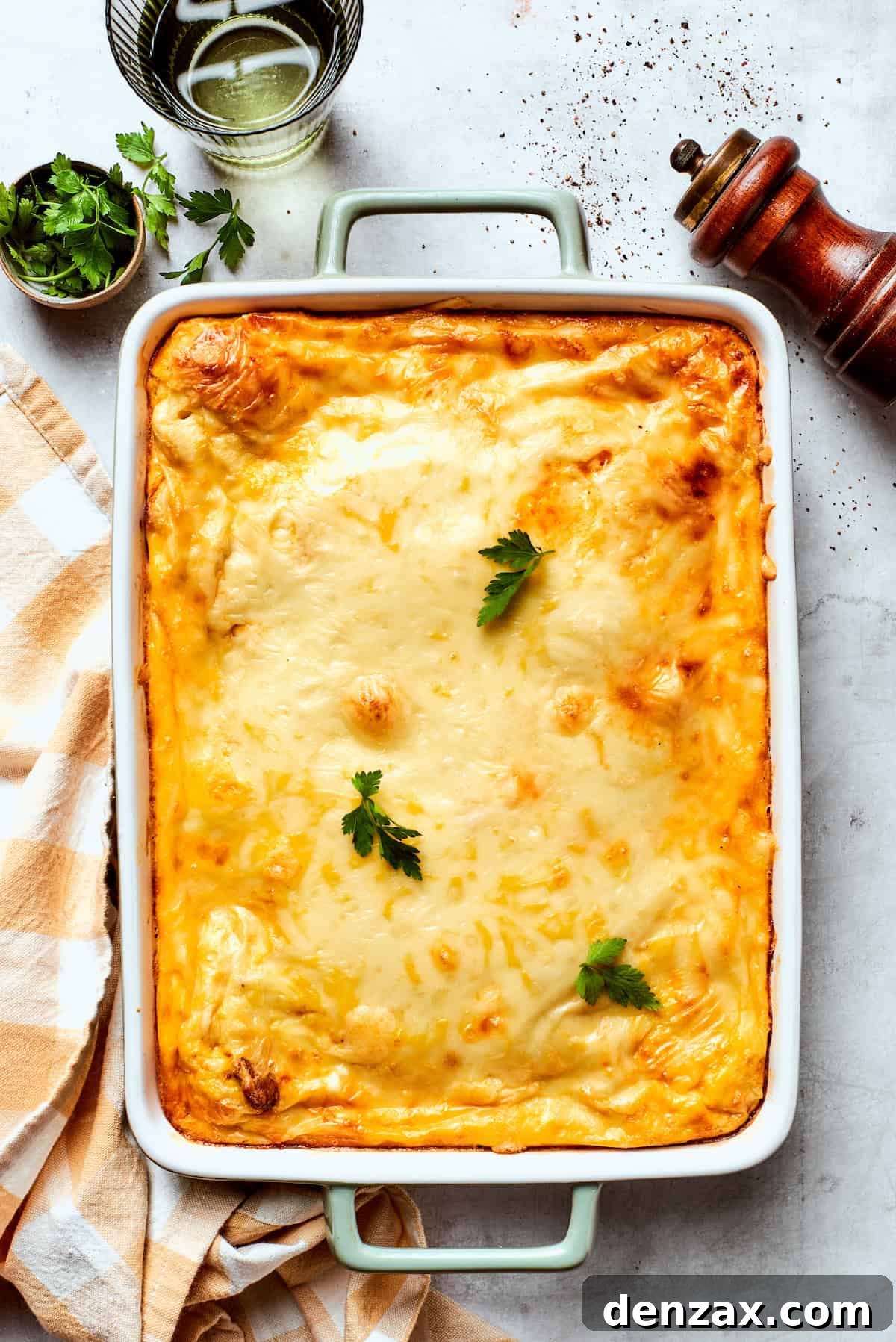 A baked dish of biscuits and gravy casserole.