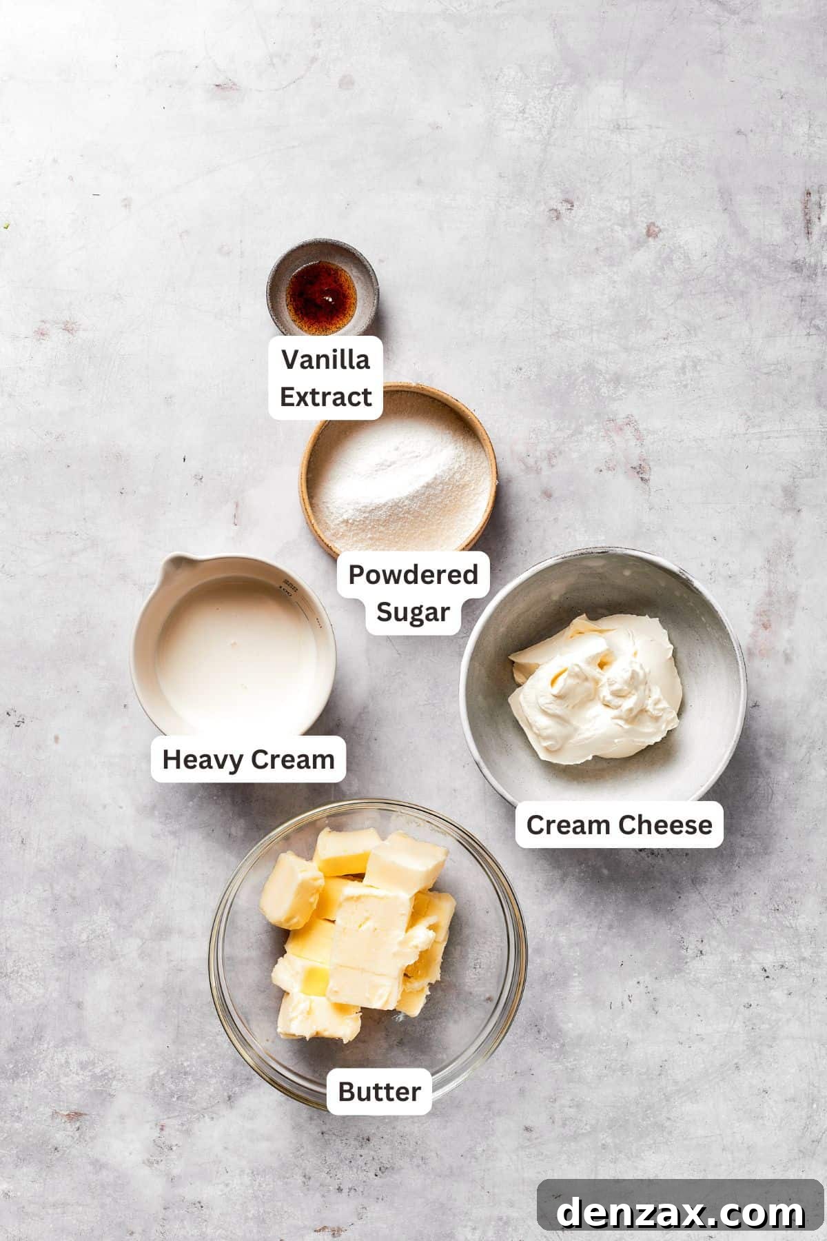 The ingredients for red velvet brownies icing are text-labeled.