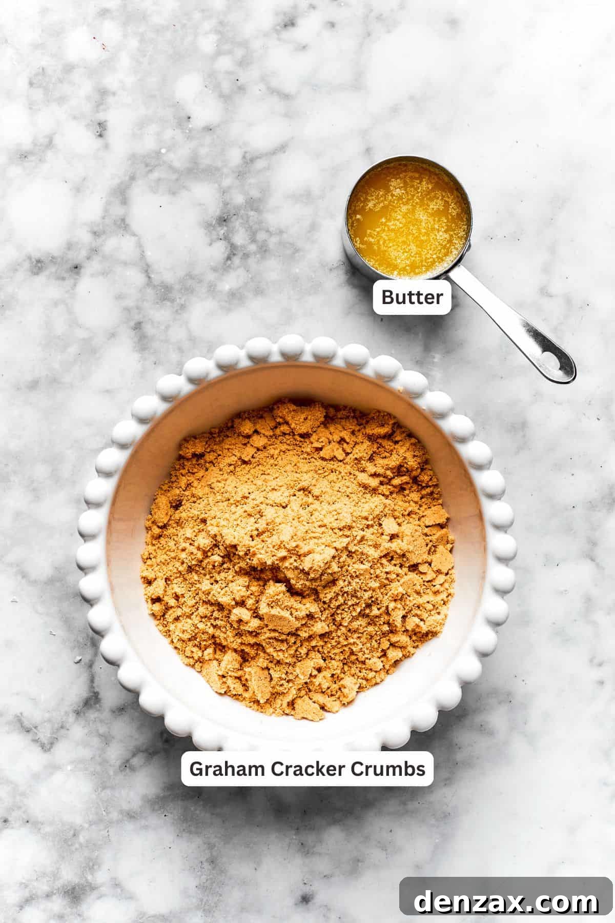 Cheesecake crust ingredients are text-labeled.