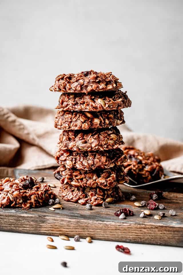 a stack of seven no-bake cookies