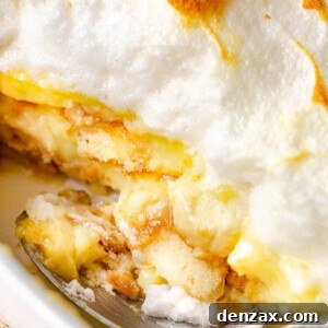 side view of scooping out banana pudding dessert
