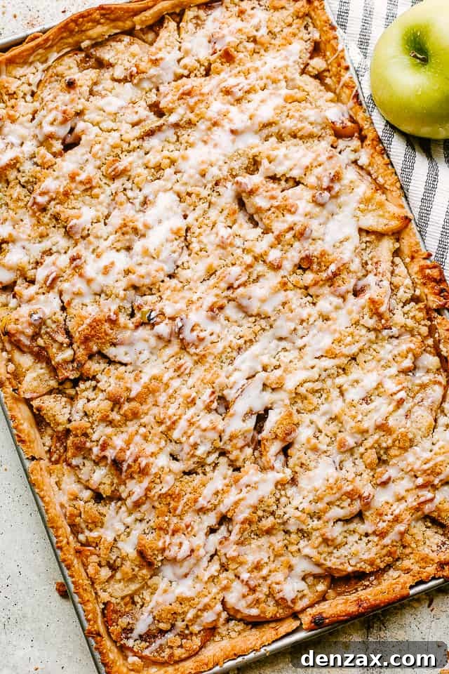 top view of a whole dutch apple slab pie