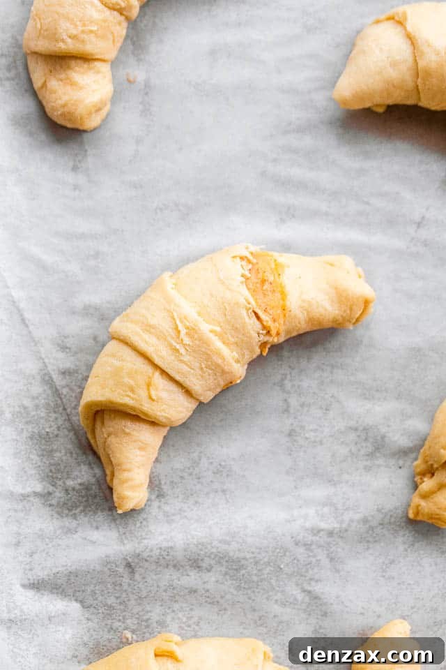 preparing crescent rolls for baking