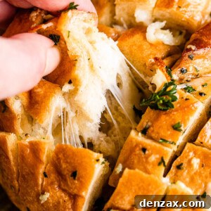 pulling apart garlic bread
