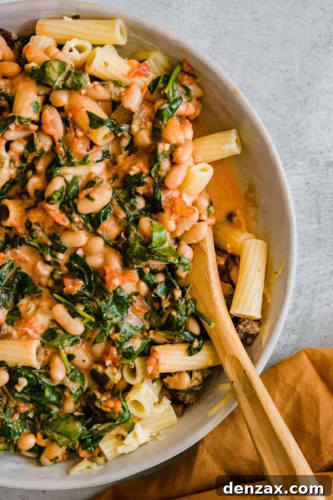 Rigatoni casserole before baking