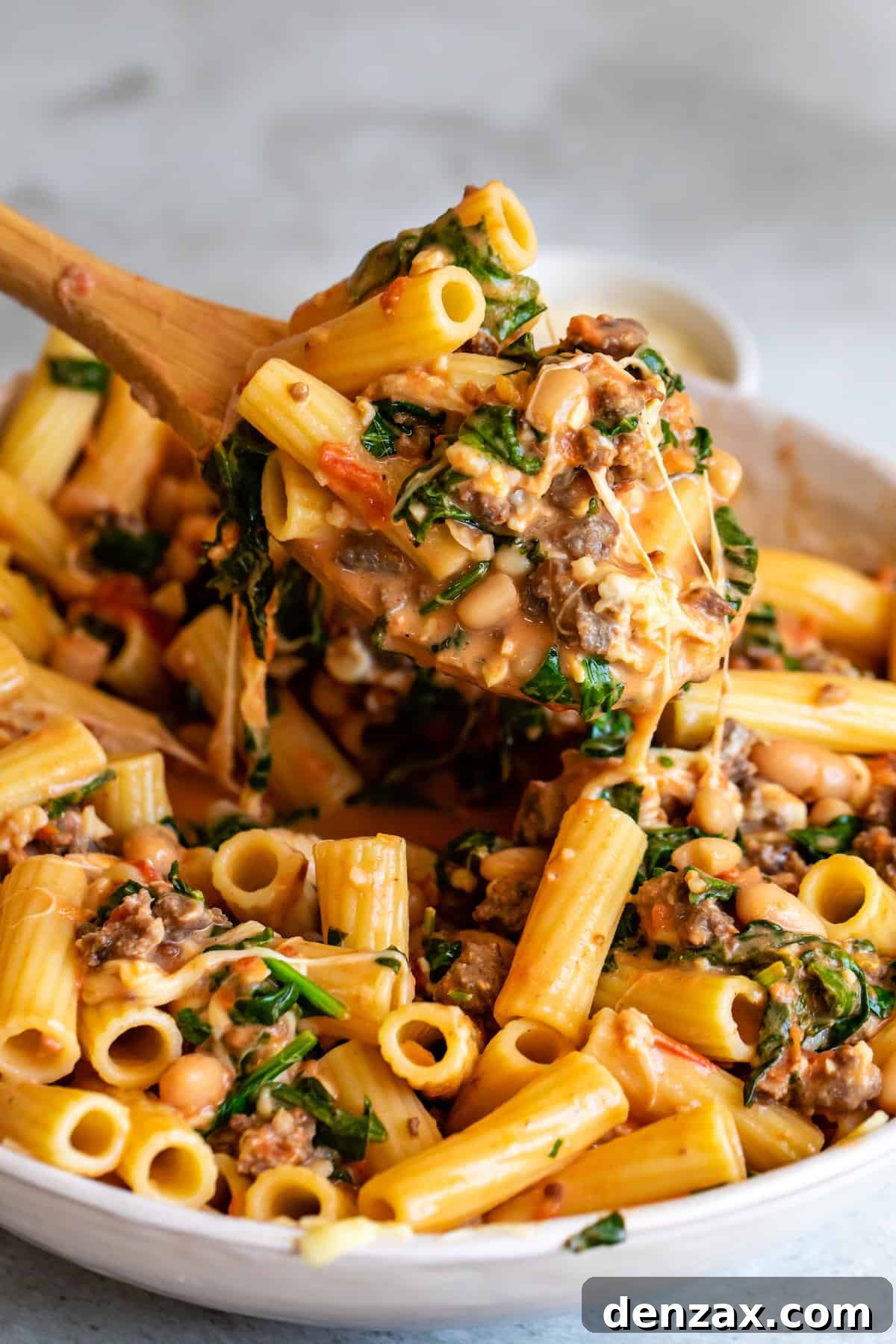 Serving of baked rigatoni