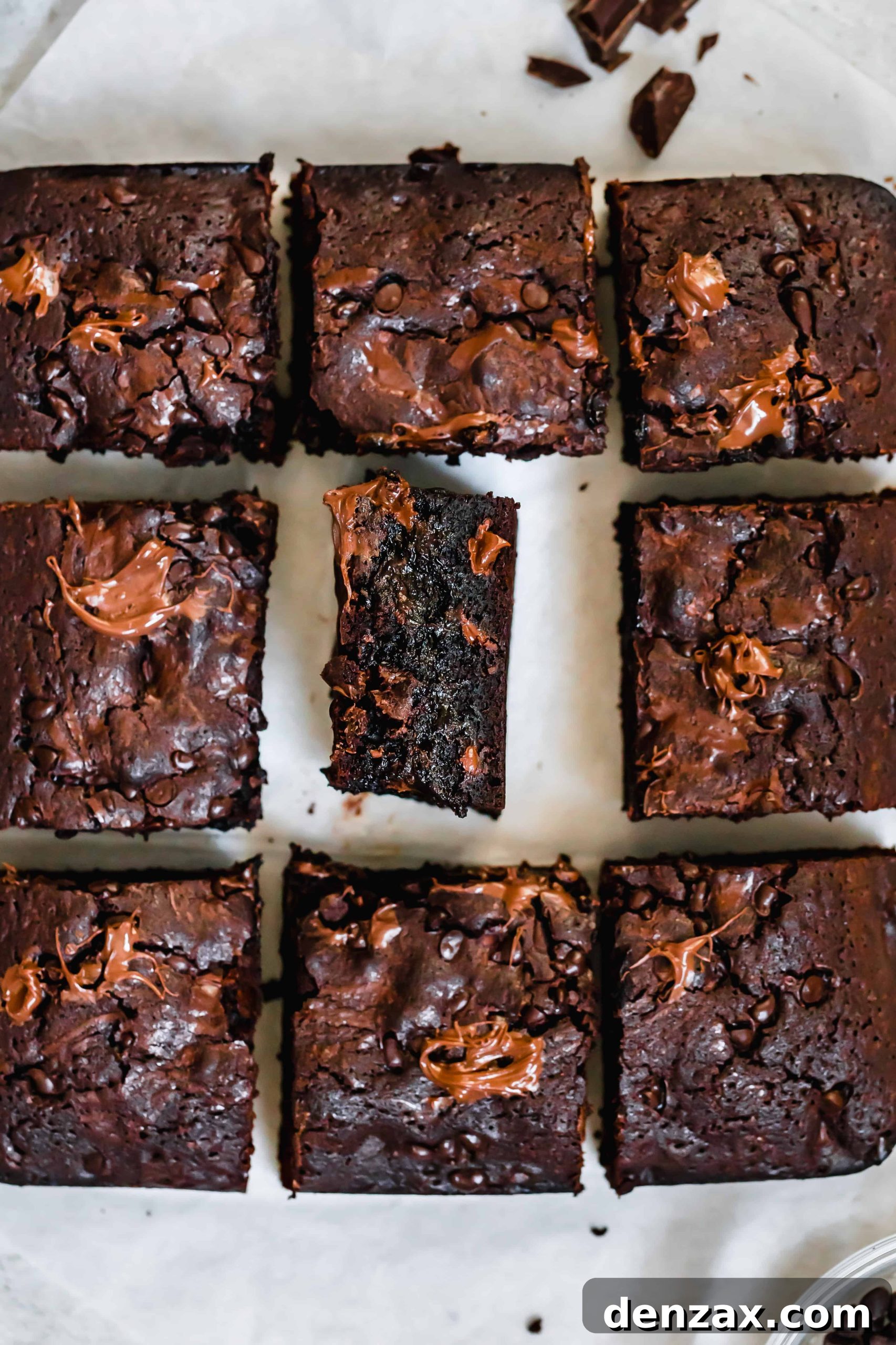 Nine Brownies Arranged in a Square with the Middle One on its Side