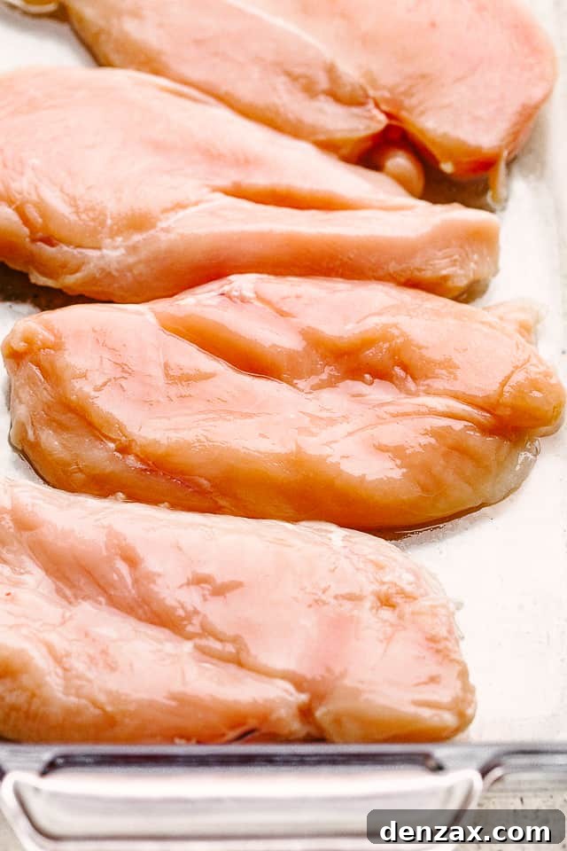 Photo of chicken breasts ready to bake