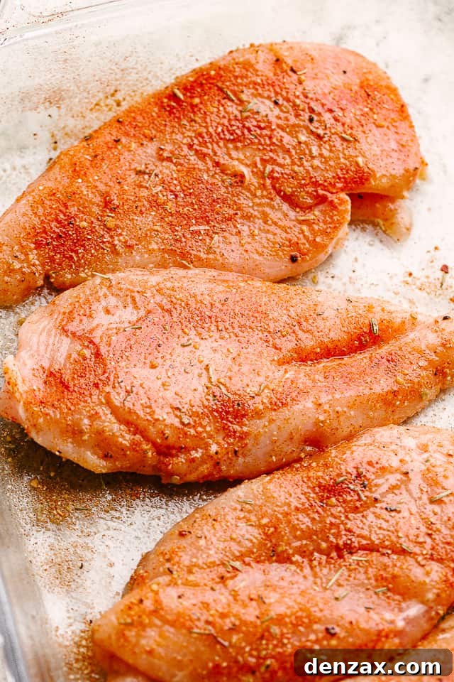 Photo of chicken breasts ready to bake